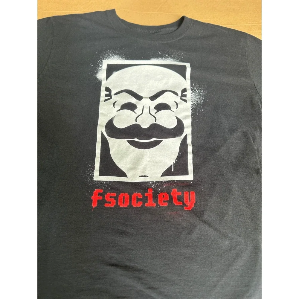 Fsociety Graphic T-Shirt‎ Crew Neck Short Sleeve Top - Picture 6 of 12